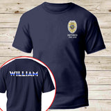 Personalized US Police Badge & Service Time Custom Name Blue Line Retired Police Officer T-shirt Printed KVH241793