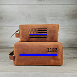 Personalized US Police Flag & ID Number Blue Line Retro Toiletry Bag Printed QTHN241797