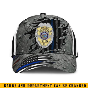 Personalized US Police Badge Police Officer Grey 3D Cap Printed KVH241800