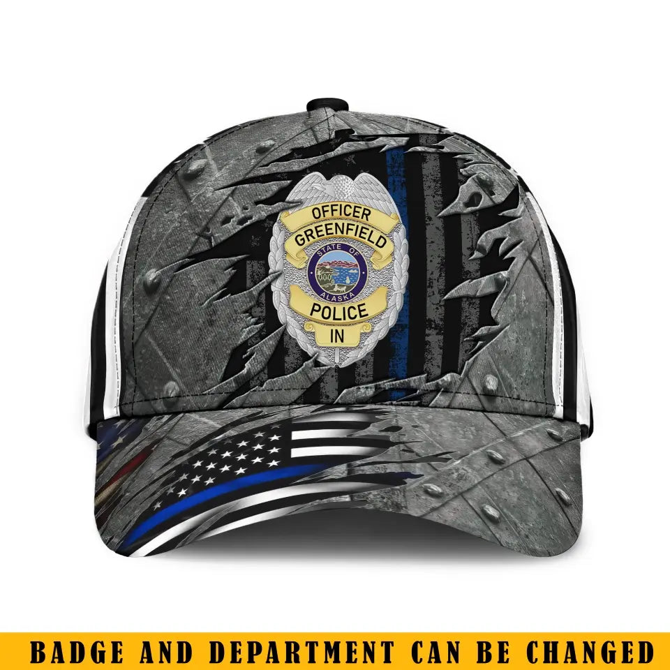 Personalized US Police Badge Police Officer Grey 3D Cap Printed KVH241800