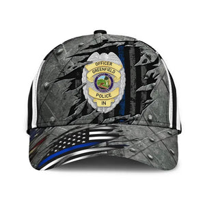 Personalized US Police Badge Police Officer Grey 3D Cap Printed KVH241800