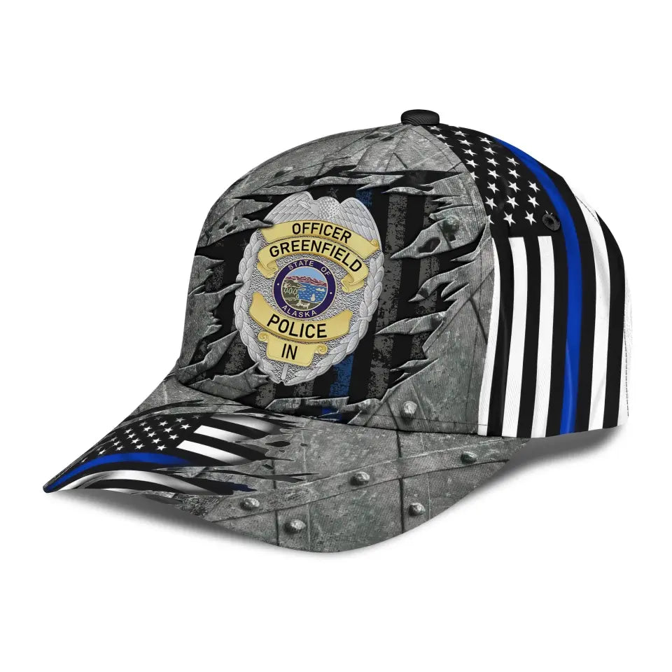 Personalized US Police Badge Police Officer Grey 3D Cap Printed KVH241800