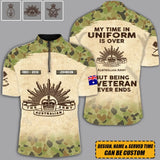 Personalized My Time In Uniform Is Over Australian Army But Being A Veteran Never Ends Half Turtleneck Short Sleeve Polo Printed AHVQ241715