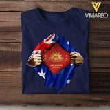 Personalized Australian Veteran Logo Australia Flag Custom Rank & Name T-shirt Printed LVA241749
