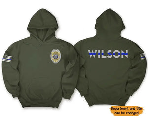 Personalized US Police Badge US Flag Custom Name Blue Line Hoodie 2D Printed KVH241809