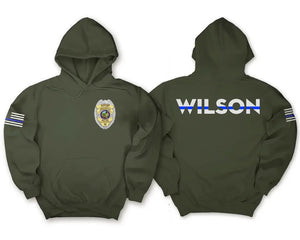 Personalized US Police Badge US Flag Custom Name Blue Line Hoodie 2D Printed KVH241809