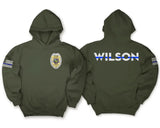 Personalized US Police Badge US Flag Custom Name Blue Line Hoodie 2D Printed KVH241809