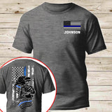 Personalized US Police Skull US Flag Blue Line T-shirt Printed QTVQ241816