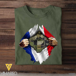 Personalized French Veteran Rank Camo French Flag T-shirt Printed LVA241823