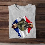 Personalized French Veteran Rank Camo French Flag T-shirt Printed LVA241823