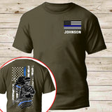 Personalized US Police Skull US Flag Blue Line T-shirt Printed QTVQ241816