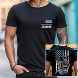 Personalized US Police Skull US Flag Blue Line T-shirt Printed QTVQ241816