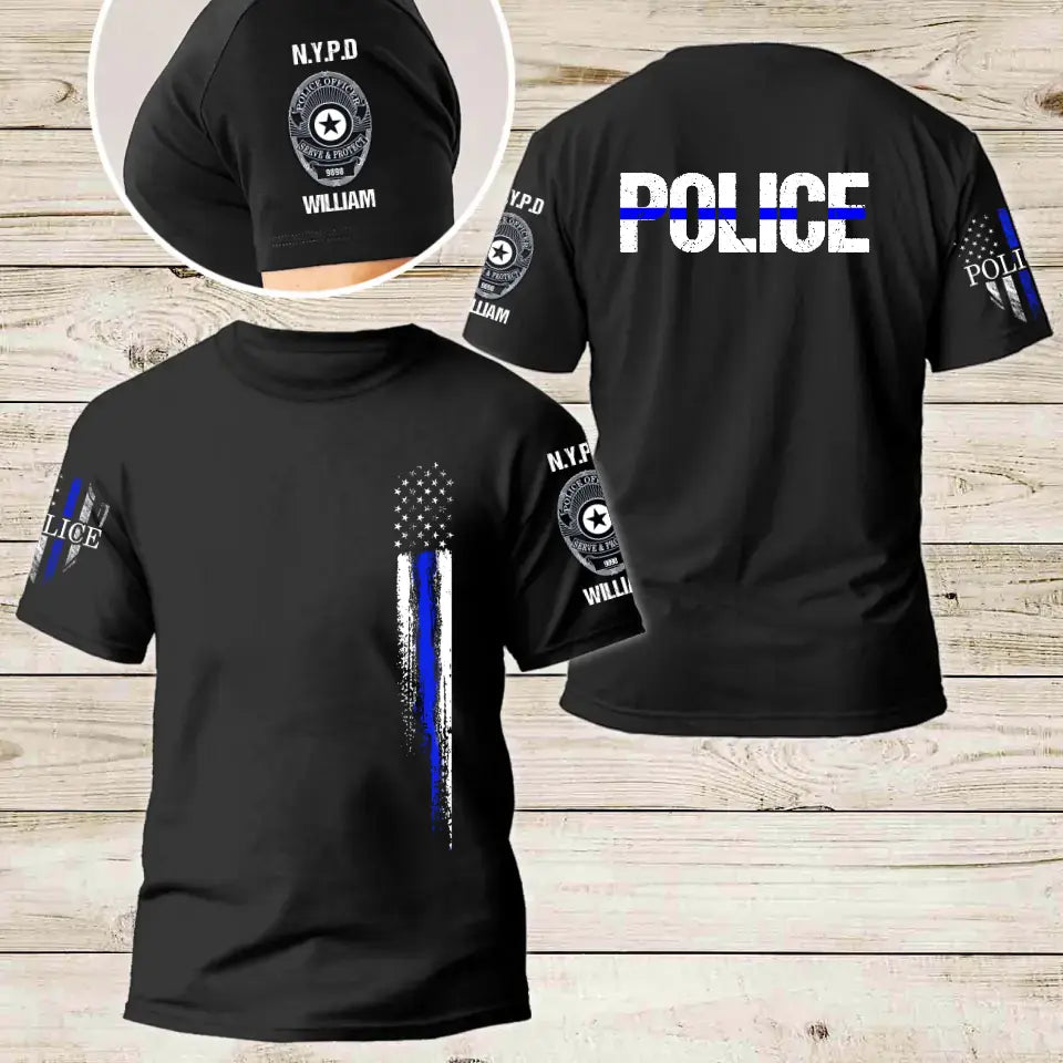 Personalized US Police Badge Logo & Department Custom Name T-shirt Printed AHVQ241829