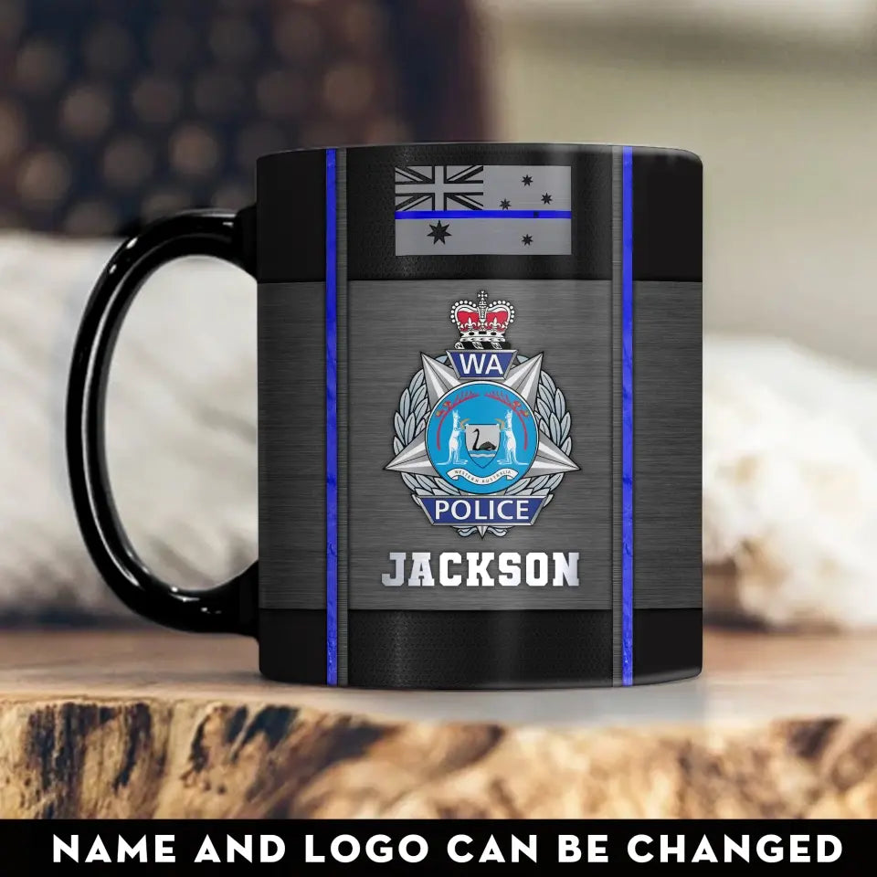 Personalized Australian Police Custom Name & Badge Black Mug Printed KVH241849