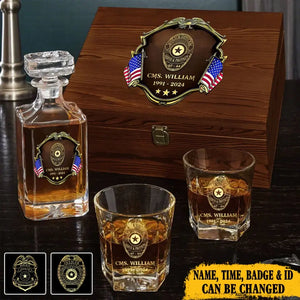 Personalized US Police Bagde Custom Name & Time 
Decanter Set With Glasses Or Whiskey Glass Printed AHVA241836