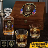 Personalized US Police Bagde Custom Name & Time 
Decanter Set With Glasses Or Whiskey Glass Printed AHVA241836