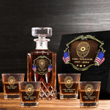 Personalized US Police Bagde Custom Name & Time 
Decanter Set With Glasses Or Whiskey Glass Printed AHVA241836