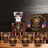 Personalized US Police Bagde Custom Name & Time 
Decanter Set With Glasses Or Whiskey Glass Printed AHVA241836