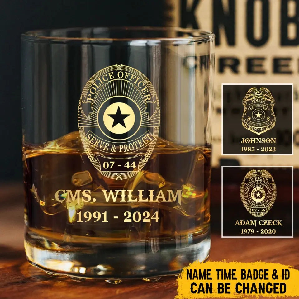 Personalized US Police Bagde Custom Name & Time 
Decanter Set With Glasses Or Whiskey Glass Printed AHVA241836
