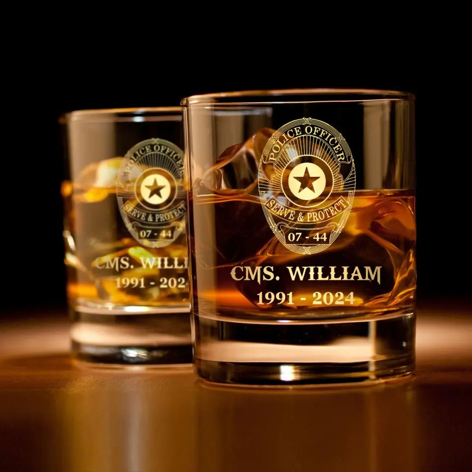 Personalized US Police Bagde Custom Name & Time 
Decanter Set With Glasses Or Whiskey Glass Printed AHVA241836