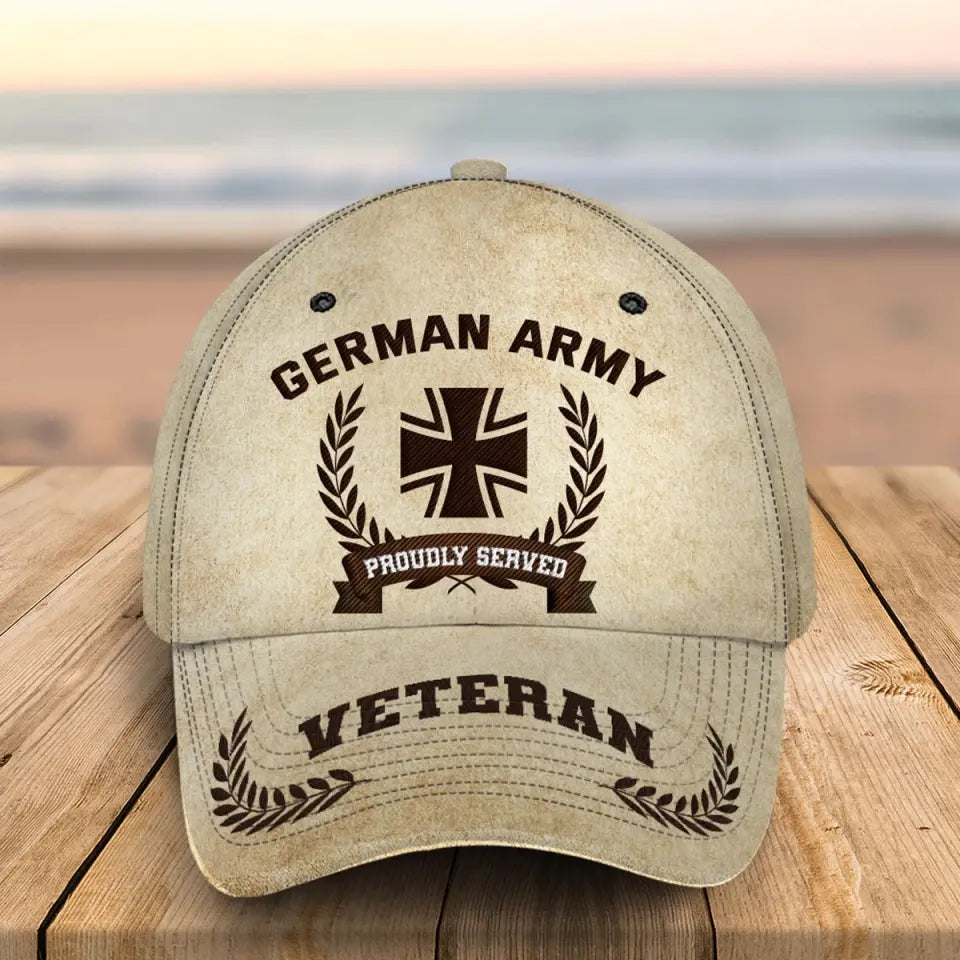 Personalized German Veteran Proudly Served Custom Name, Rank & Service Time Cap 3D Printed AHVQ241850