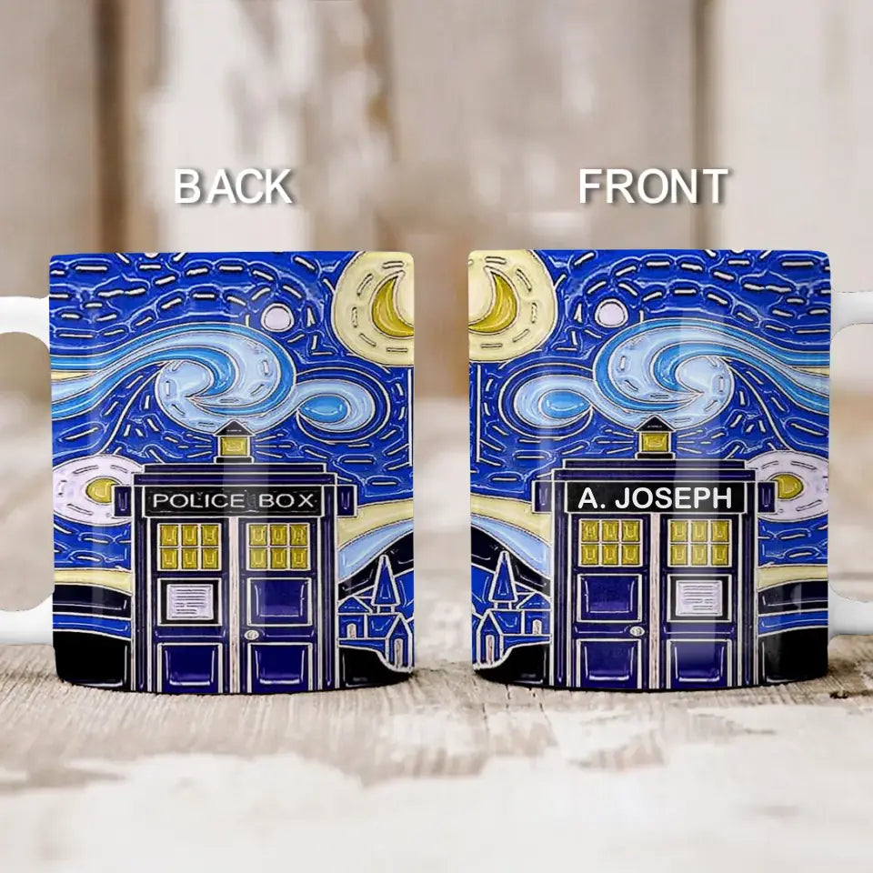Personalized Starry Night Dr Who Van Gogh Police Box Mug Printed QTVA241848