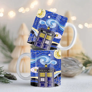 Personalized Starry Night Dr Who Van Gogh Police Box Mug Printed QTVA241848