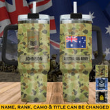 Personalized Australian Veteran Rank Camo & Name 40oz Matte Tumbler With Handle Printed AHVA241856