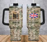 Personalized British Veteran Rank Camo & Name 40oz Matte Tumbler With Handle Printed AHVA241856
