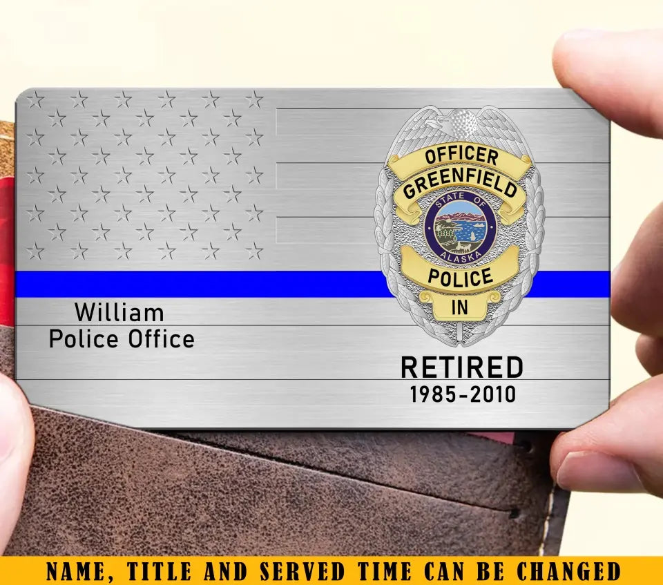 Personalized Retired US Police Badge Police Officer  Custom Name Aluminum Wallet Card Printed KVH241863