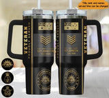 Personalized Australian Army Veteran Proudly Served Rank Gold & Time  40oz Matte Tumbler With Handle Printed AHHN241859