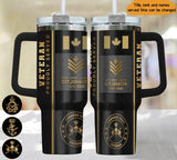 Personalized Canadian Army Veteran Proudly Served Rank Gold & Time  40oz Matte Tumbler With Handle Printed AHHN241859