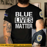 Personalized Blue Lives Matter US Police Badge US Flag Blue Line T-shirt Printed QTKH241865