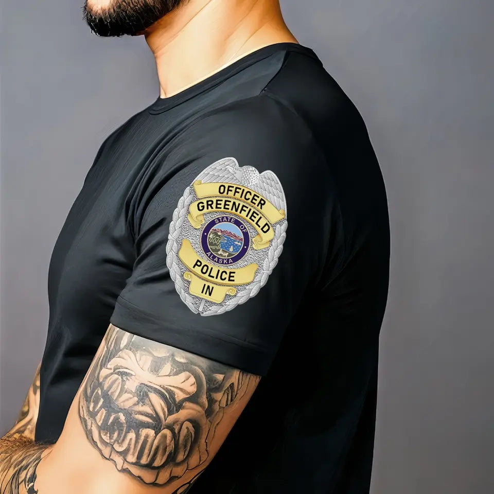 Personalized Blue Lives Matter US Police Badge US Flag Blue Line T-shirt Printed QTKH241865