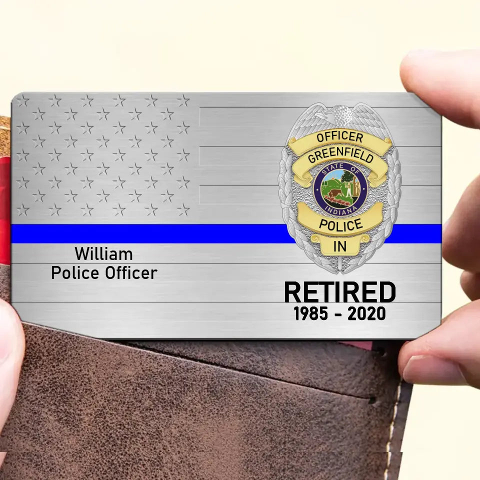 Personalized Retired US Police Badge Police Officer  Custom Name Aluminum Wallet Card Printed KVH241863