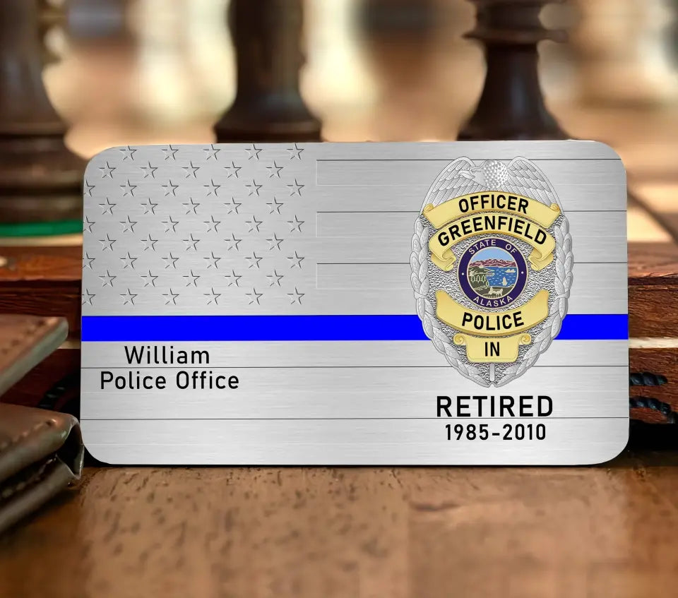 Personalized Retired US Police Badge Police Officer  Custom Name Aluminum Wallet Card Printed KVH241863