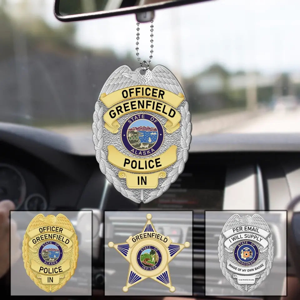 Personalized Police Officer Badge Car Hanging Acrylic Ornament Printed KVH241874