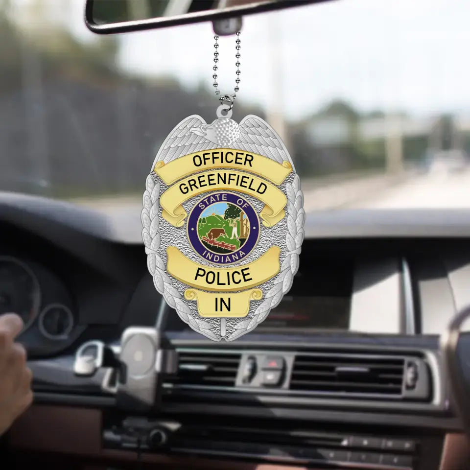 Personalized Police Officer Badge Car Hanging Acrylic Ornament Printed KVH241874