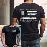 Personalized Blessed Are The Peacemakers For They Shall Be Called The Children Of God US Police Department US Flag Blue Line T-shirt Printed QTHN241880