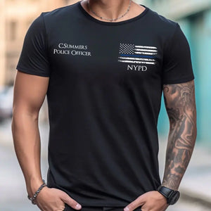Personalized Blessed Are The Peacemakers For They Shall Be Called The Children Of God US Police Department US Flag Blue Line T-shirt Printed QTHN241880