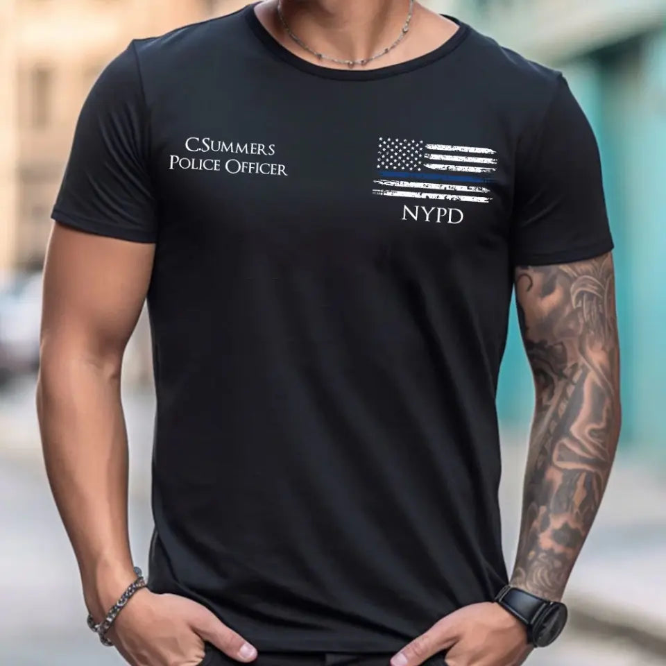 Personalized Blessed Are The Peacemakers For They Shall Be Called The Children Of God US Police Department US Flag Blue Line T-shirt Printed QTHN241880
