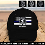 Personalized US Police Badge US Police Flag Custom Name & ID Black Cap 2D Printed QTVQ241881