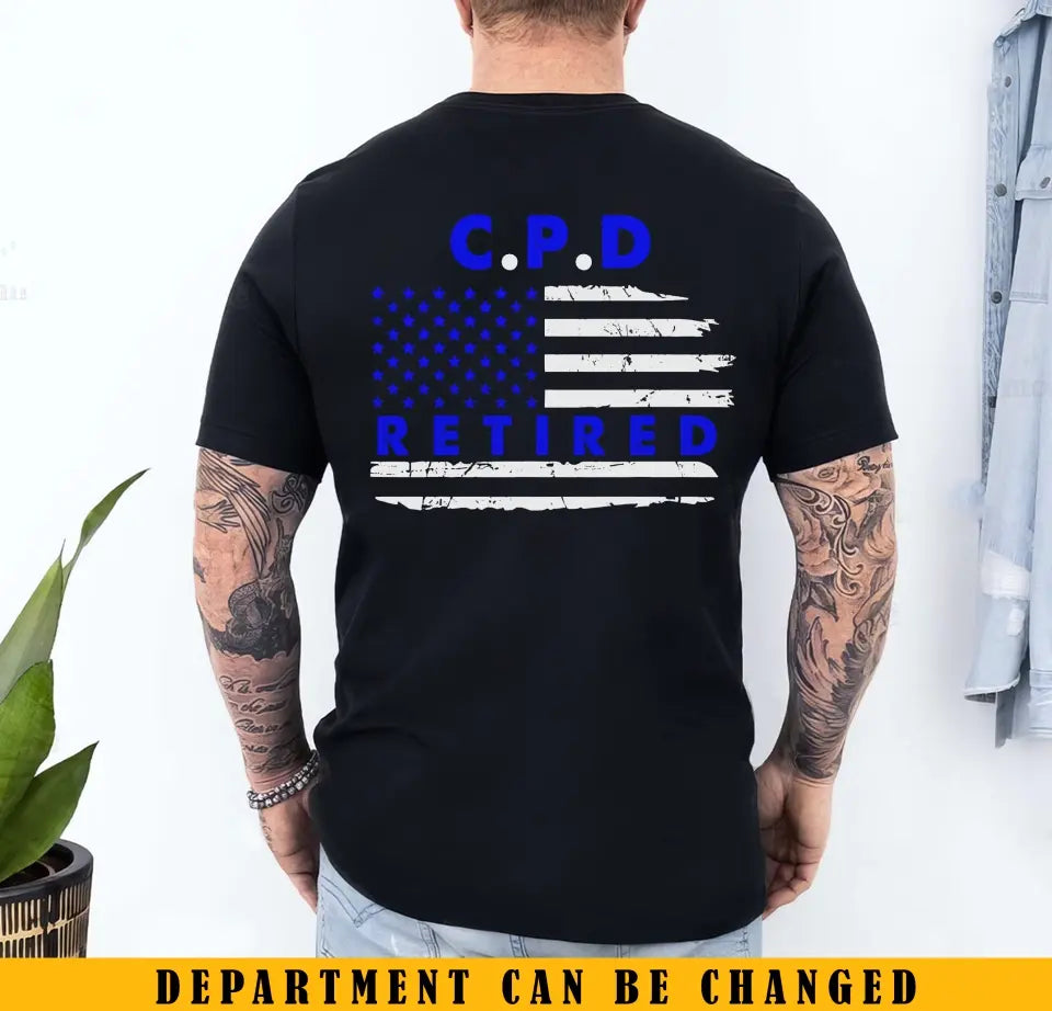 Personalized US Police Department Retired Police Officer US Flag Blue Line T-shirt Printed KVH241882