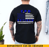 Personalized US Police Department Retired Police Officer US Flag Blue Line T-shirt Printed KVH241882