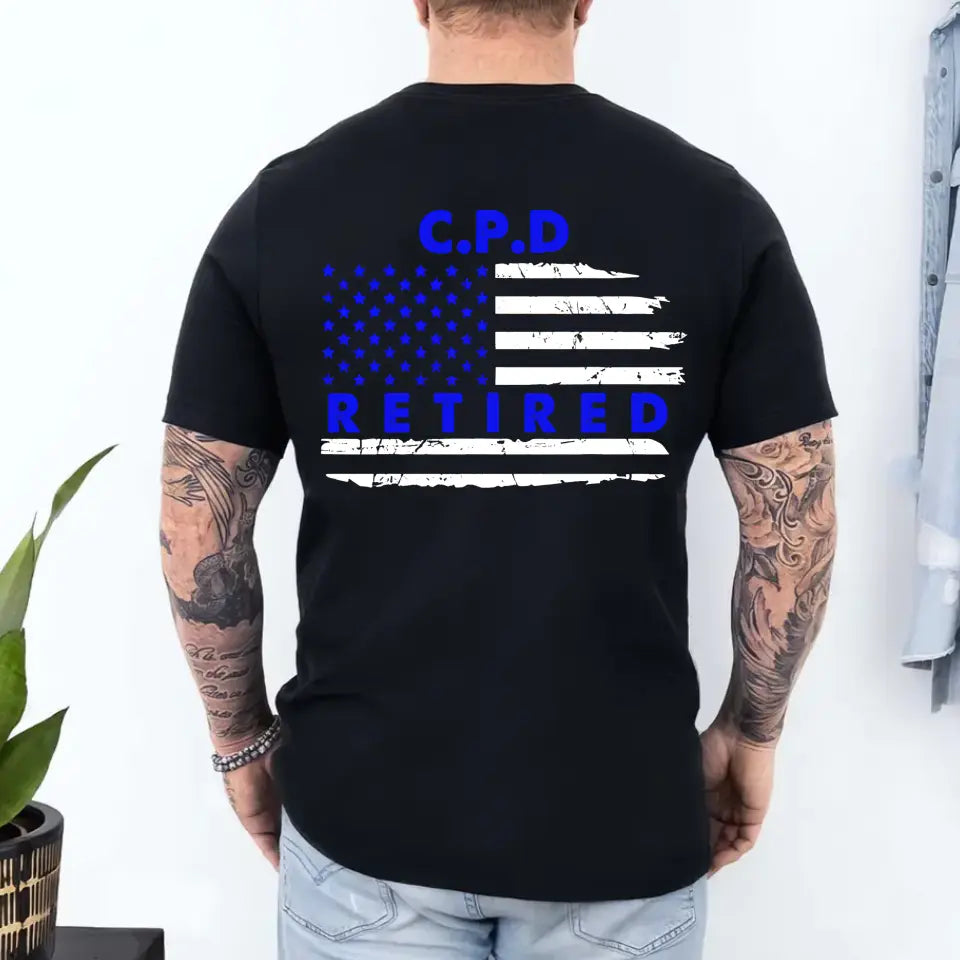 Personalized US Police Department Retired Police Officer US Flag Blue Line T-shirt Printed KVH241882