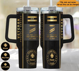 Personalized German Army Veteran Rank Gold & Name Proudly Served 40OZ Matte Tumbler With Handle Printed AHHN241876