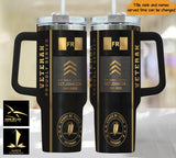 Personalized French Army Veteran Rank Gold & Name Proudly Served 40OZ Matte Tumbler With Handle Printed AHHN241876