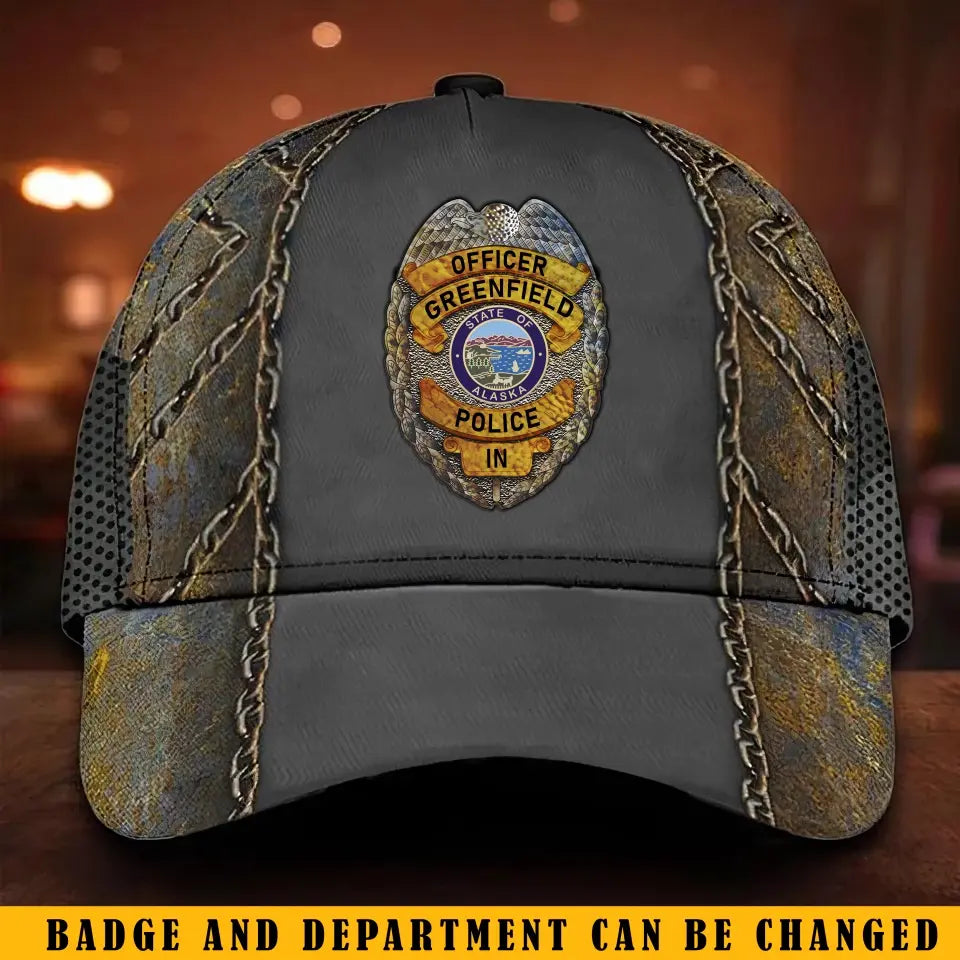 Personalized US Police Badge Cap 3D Printed KVH241889