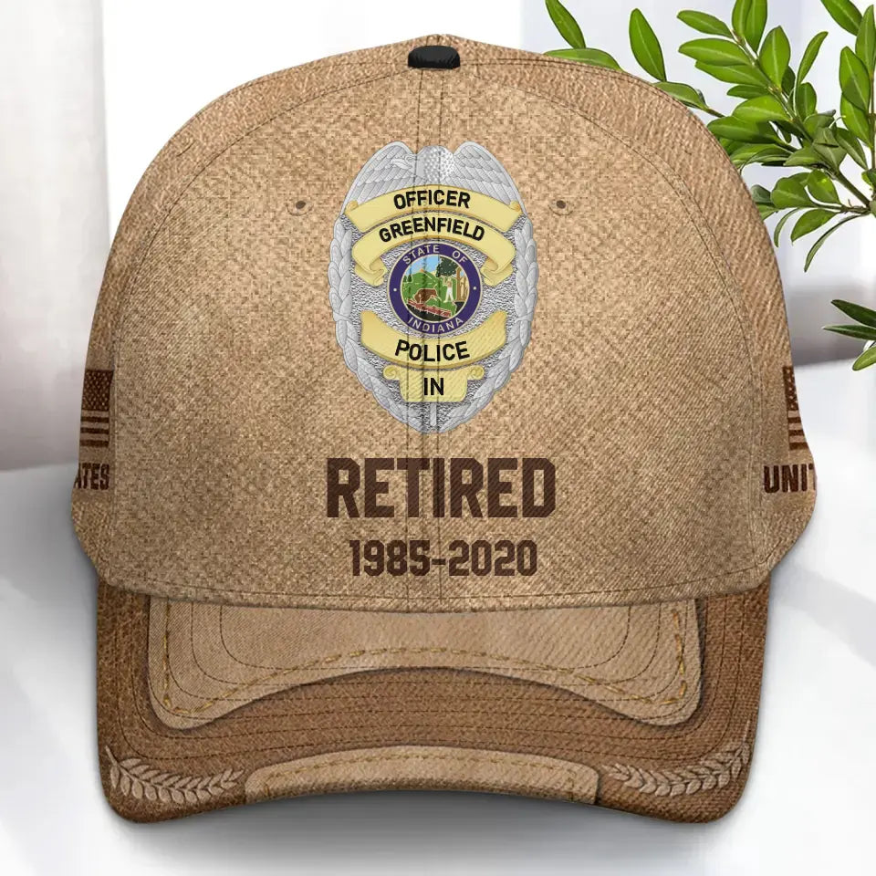 Personalized US Police Badge Retired Police Officer Custom Time Cap 3D Printed AHVA241916
