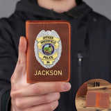 Personalized US Police Badge Police Officer Custom Name Leather Card Wallet QTKH241917